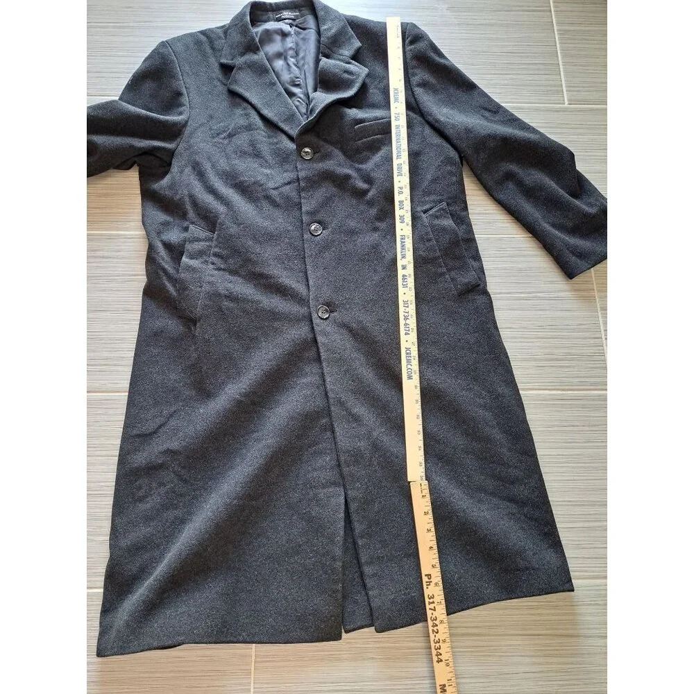 Ralph Lauren Chaps Charcoal Gray Wool Cashmere Overcoat Lined Button Men's 44S - Picture 9 of 14